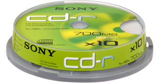 CD-R Sony 700MB ,48x, 10 ks cake box
