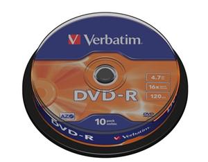 DVD-R Verbatim 4.7GB, 16x, 10 ks cake box